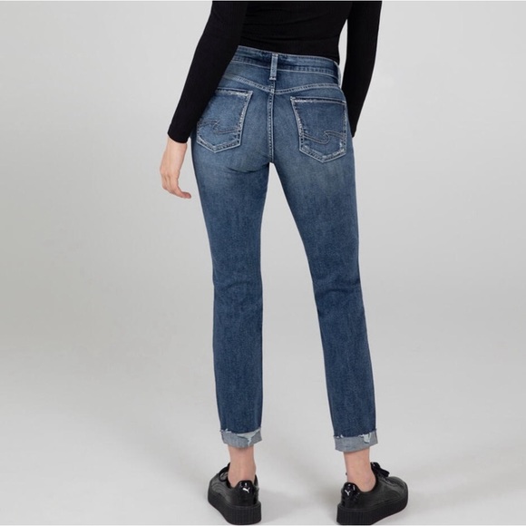 Silver Distressed Boyfriend Jean - Picture 2 of 16